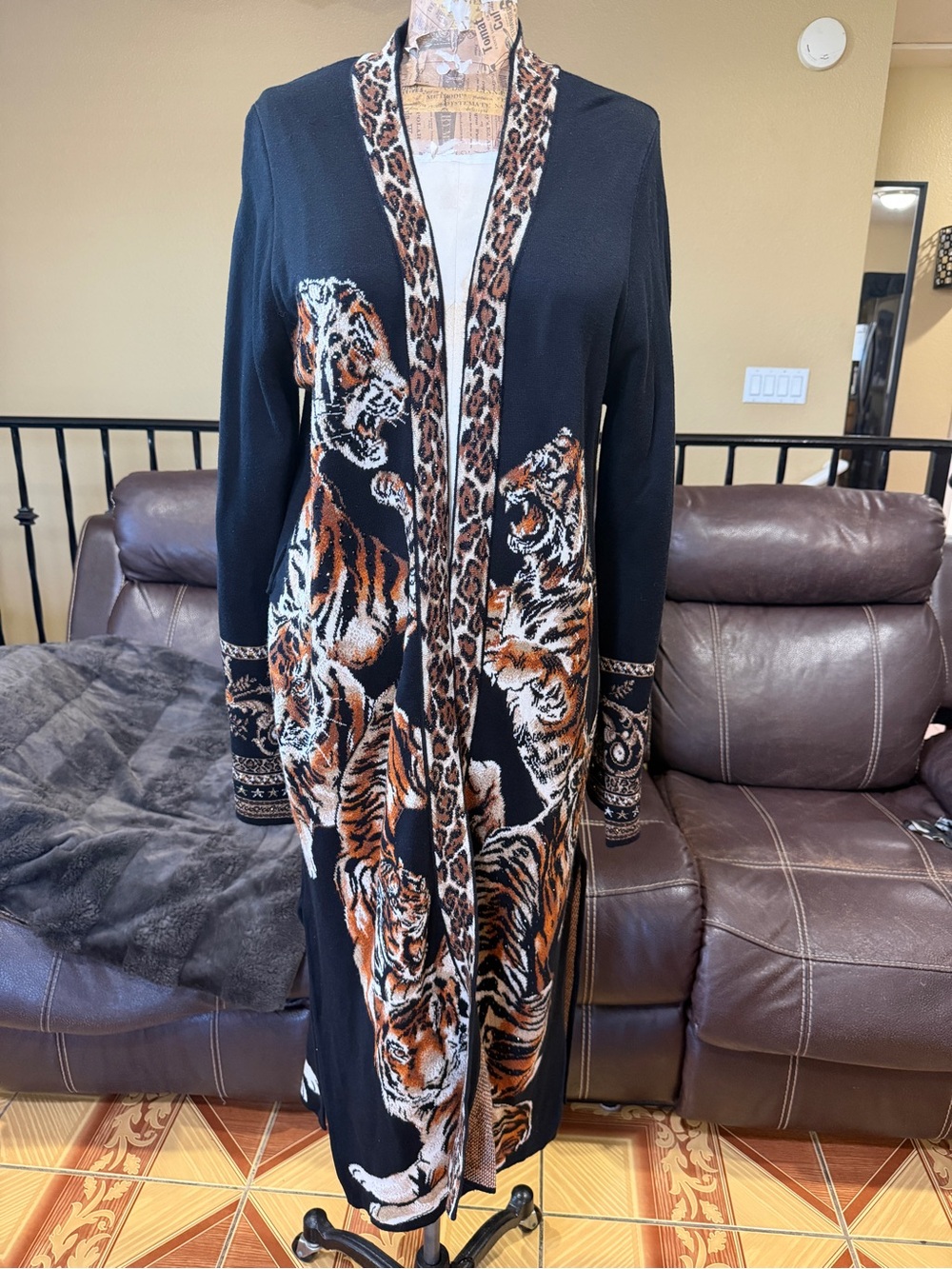 CAMILLA – Tiger Talk Long Cardigan With Belt
